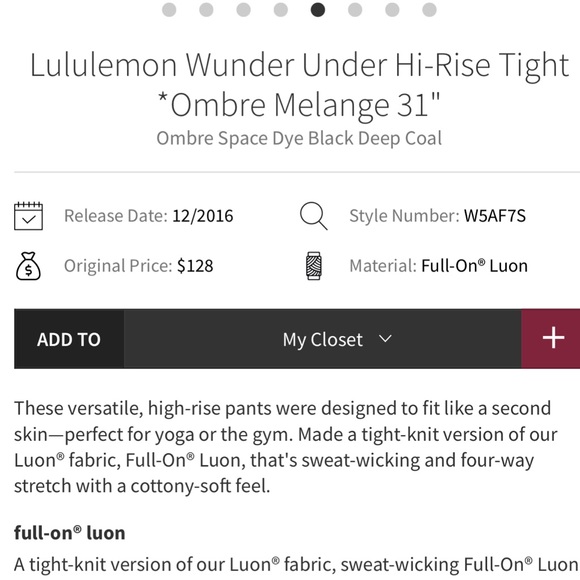 Lululemon Wunder Under Hi-Rise Tight *Ombre Melange 31" Sz 6 EUC - Picture 7 of 8
